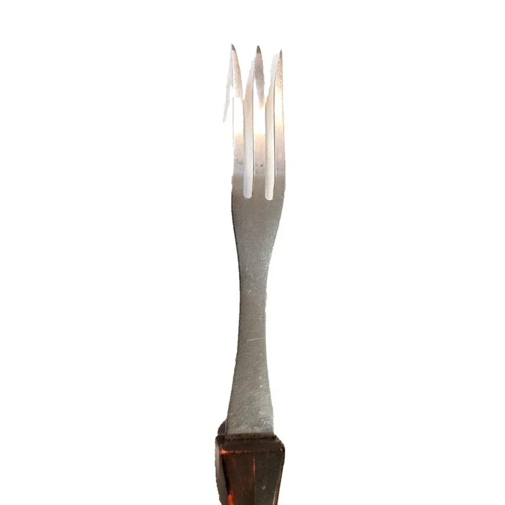 Cutco No 1726 Stainless Turning Fork Classic Brown Swirl Marble Handle 3 Tine